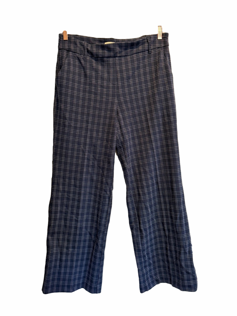 Rachel Zoe Navy Plaid Wide-Leg Trousers